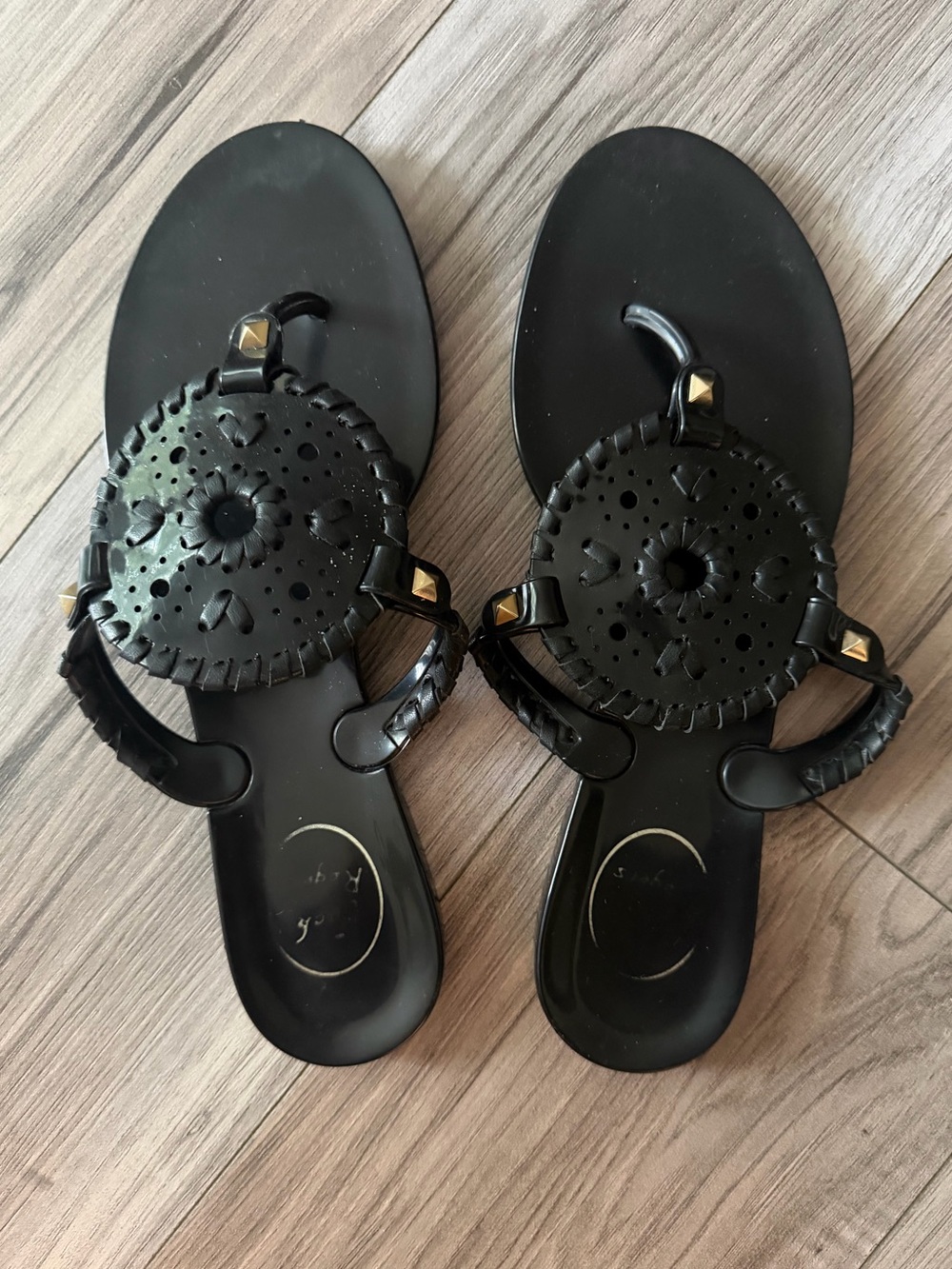Women’s Jack Rogers Black Decorative T-strap Sandals